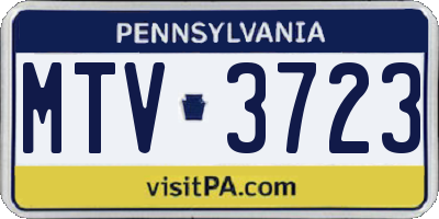 PA license plate MTV3723