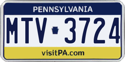 PA license plate MTV3724