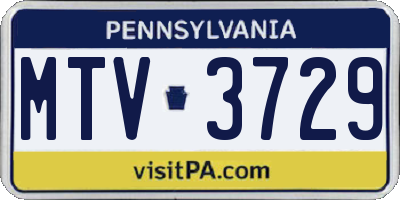 PA license plate MTV3729