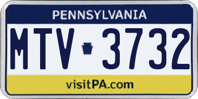 PA license plate MTV3732