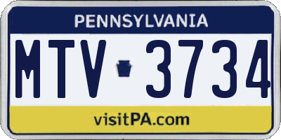 PA license plate MTV3734