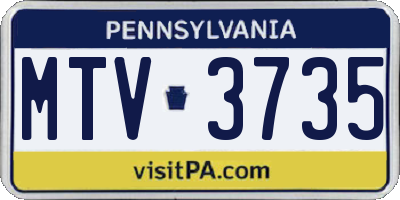 PA license plate MTV3735