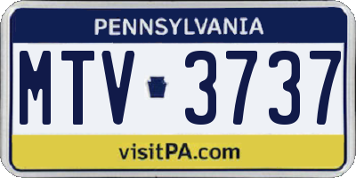 PA license plate MTV3737