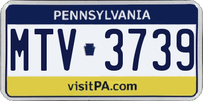 PA license plate MTV3739