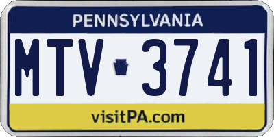 PA license plate MTV3741
