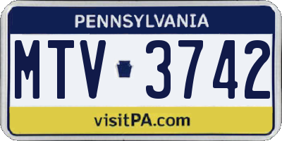 PA license plate MTV3742