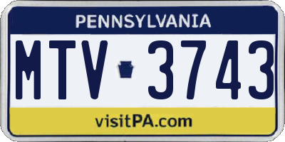 PA license plate MTV3743