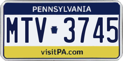 PA license plate MTV3745