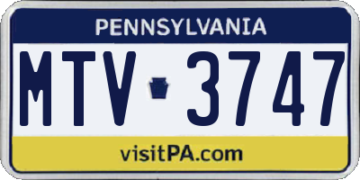 PA license plate MTV3747