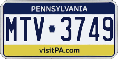 PA license plate MTV3749