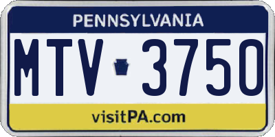 PA license plate MTV3750