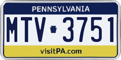 PA license plate MTV3751