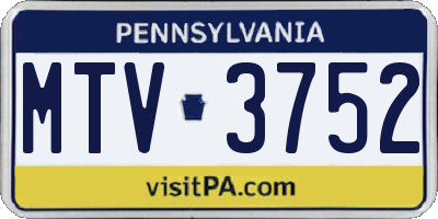 PA license plate MTV3752