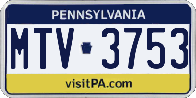 PA license plate MTV3753