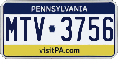PA license plate MTV3756