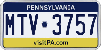 PA license plate MTV3757