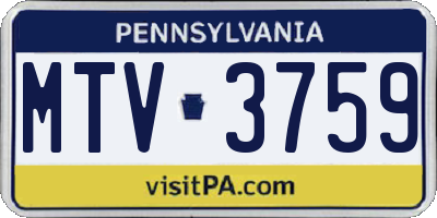 PA license plate MTV3759