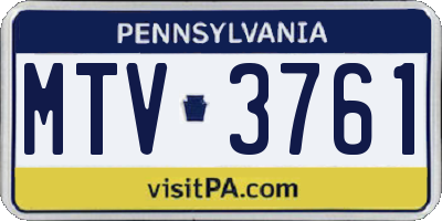 PA license plate MTV3761