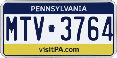 PA license plate MTV3764