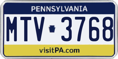PA license plate MTV3768