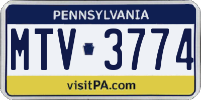 PA license plate MTV3774
