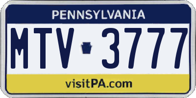 PA license plate MTV3777
