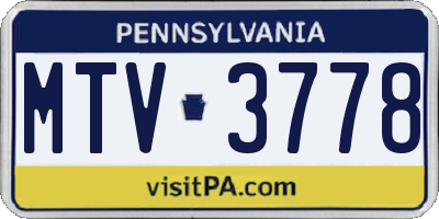 PA license plate MTV3778