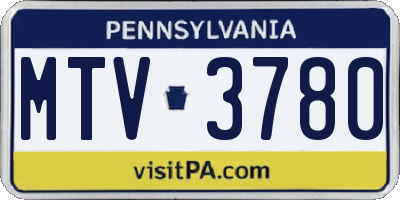 PA license plate MTV3780