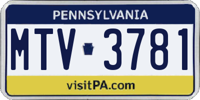 PA license plate MTV3781