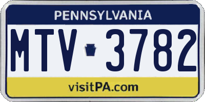 PA license plate MTV3782