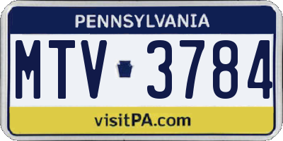 PA license plate MTV3784