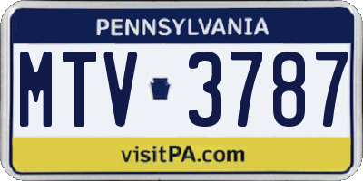 PA license plate MTV3787