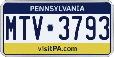 PA license plate MTV3793