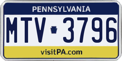 PA license plate MTV3796