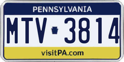 PA license plate MTV3814