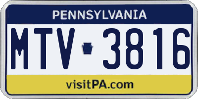 PA license plate MTV3816