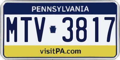 PA license plate MTV3817