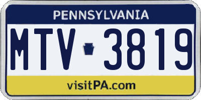 PA license plate MTV3819