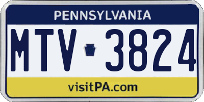 PA license plate MTV3824
