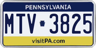 PA license plate MTV3825