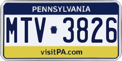PA license plate MTV3826