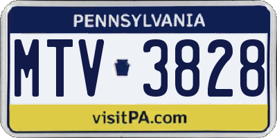 PA license plate MTV3828