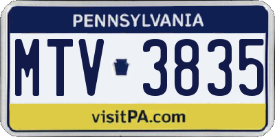 PA license plate MTV3835