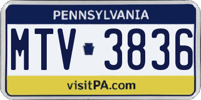 PA license plate MTV3836