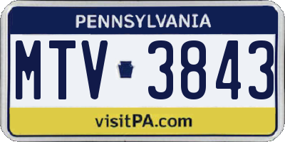 PA license plate MTV3843