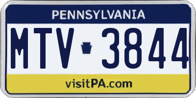 PA license plate MTV3844