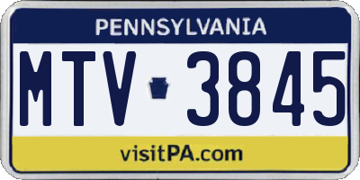 PA license plate MTV3845