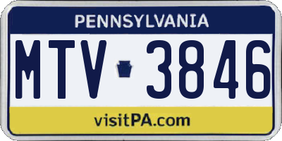 PA license plate MTV3846