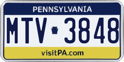 PA license plate MTV3848