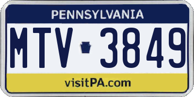 PA license plate MTV3849